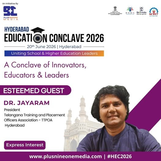 Hyderabad Education Conclave 2026 poster naming Dr. Jayaram as Esteemed Guest